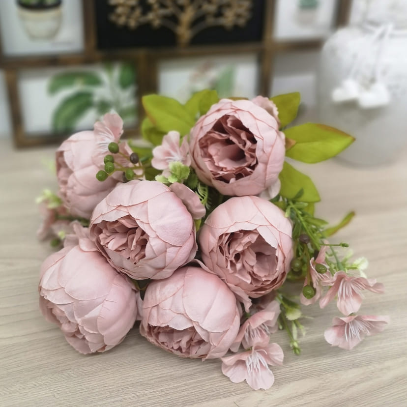 Искусственные цветы в Череповце | Цветы искусственные «Пионы», розовый, винтаж, букет
