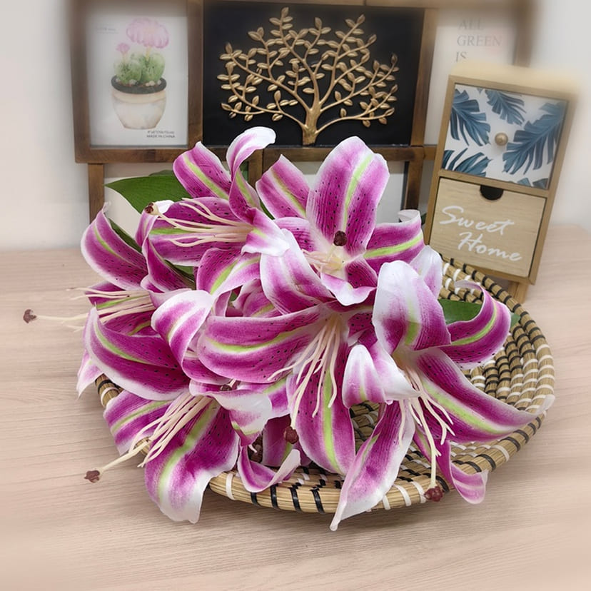 Искусственные цветы в Череповце | Цветы искусственные «Лилии крупные», розово-сиреневые, букет