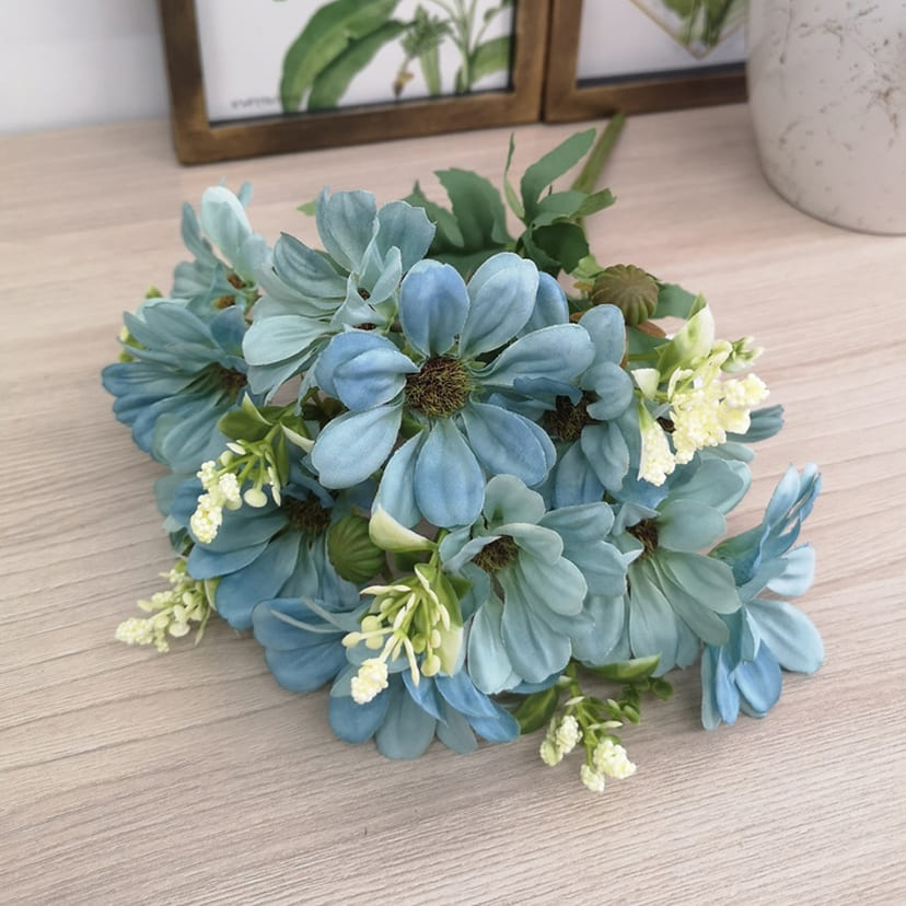 Искусственные цветы в Череповце | Цветы искусственные «Ромашки с бутонами», голубые, букет
