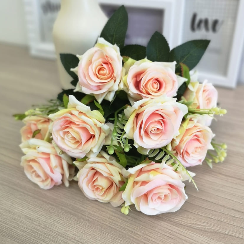 Искусственные цветы в Череповце | Цветы искусственные «Розы острые», розовато-молочные, букет