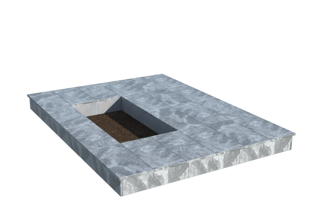 Площадки на могилу в&nbsp;Череповце | Площадка с вертикальной (15 см) мраморной облицовкой (под цветник)