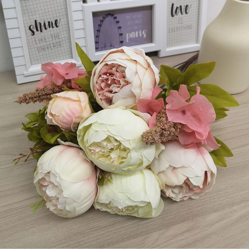 Искусственные цветы в Череповце | Цветы искусственные «Пионы», молочно-розовые, букет