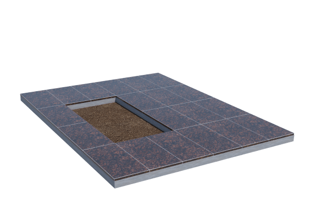 Площадки на могилу в&nbsp;Череповце | Площадка с облицовкой Дымовским гранитом (под цветник)